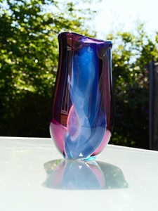 Vase art glass hand blown large